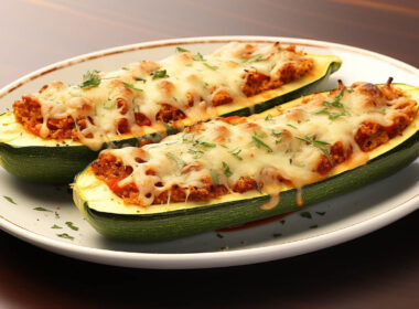 Vegetarian Tofu Zucchini Boats