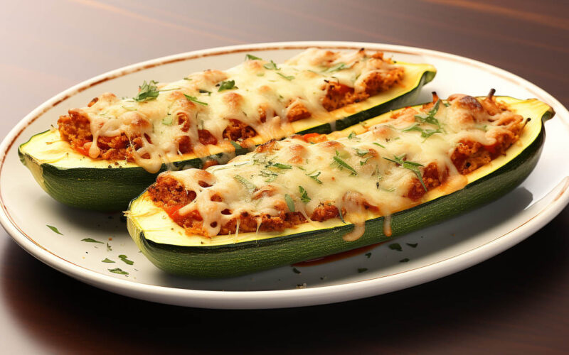 Vegetarian Tofu Zucchini Boats