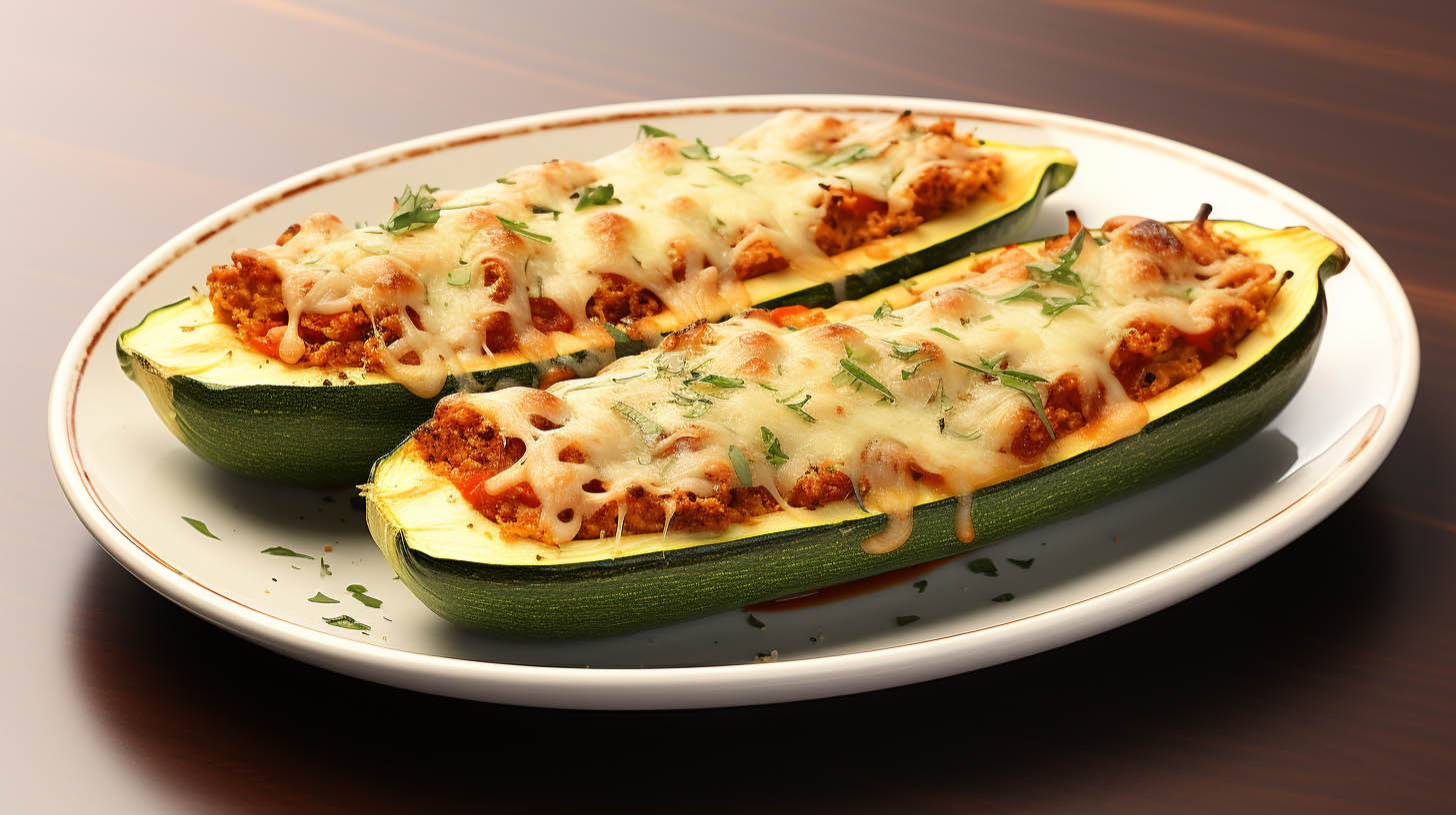 Vegetarian Tofu Zucchini Boats