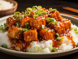 sesame tofu with rice