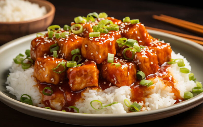 sesame tofu with rice