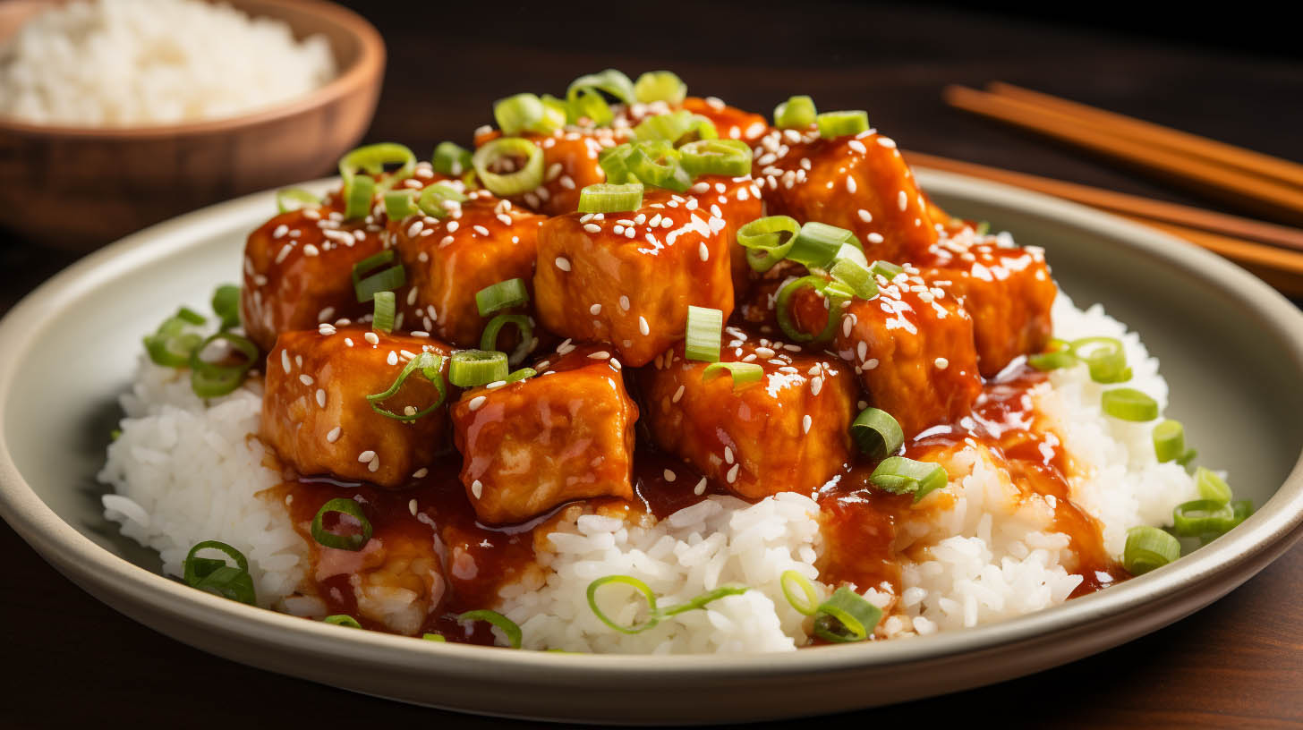 sesame tofu with rice